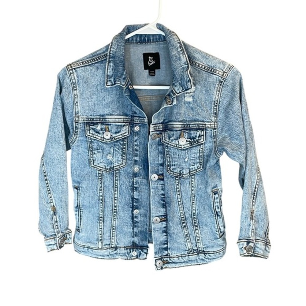 Art Class Kids Blue Distressed Denim Trucker Jacket Light Wash Size S 6/7